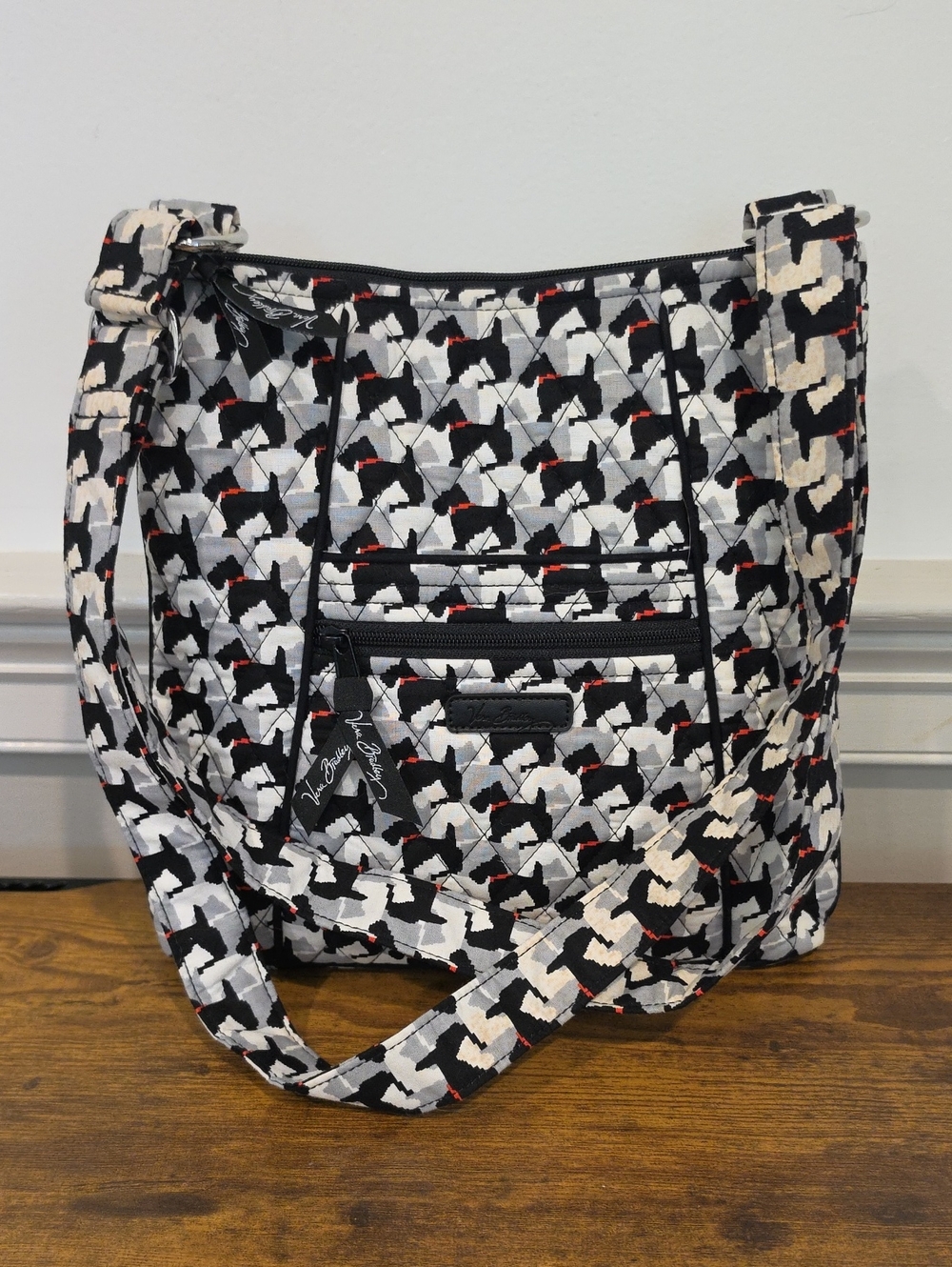 Vera Bradley Quilted Crossbody Tote in Black, White & Red